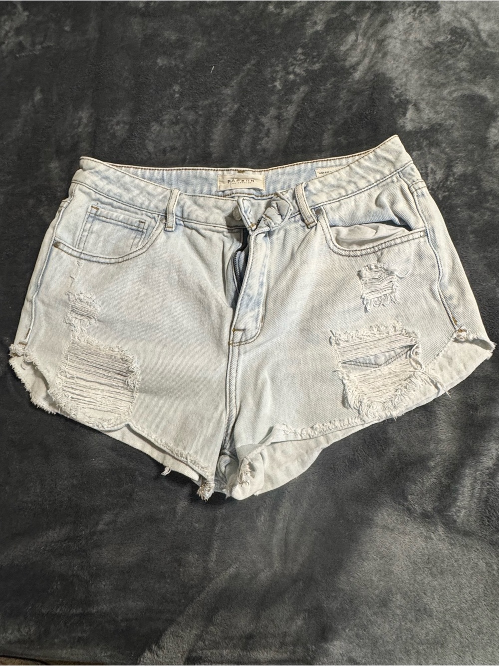 Pacsun High Rise Festival Short Distressed Denim Light Wash Cutoff Size 29